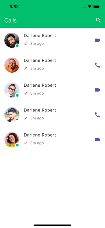 Call History Screen